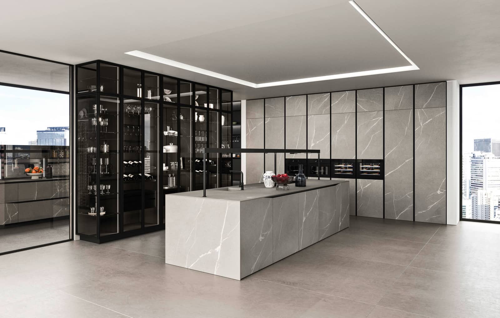 Cuisine moderne Elementi avec îlot en open space