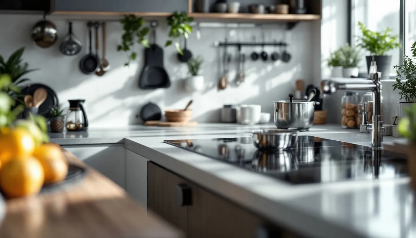 Ergonomisch werkblad in een strakke keuken