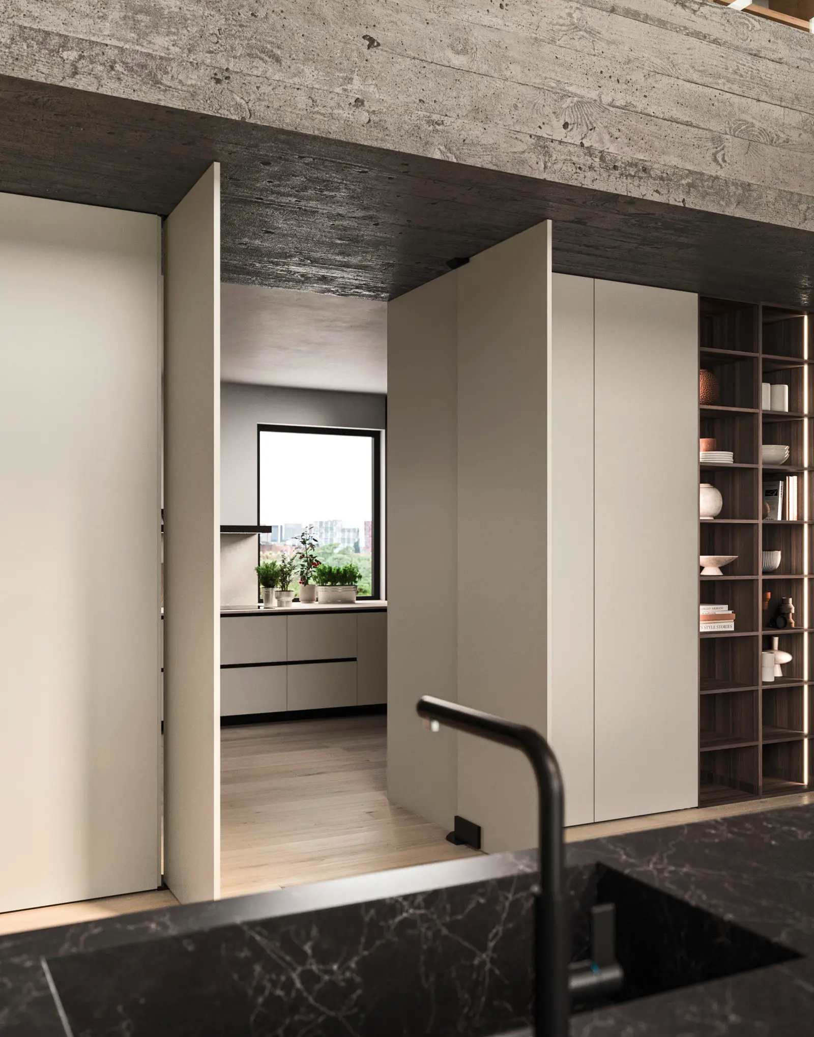 Porte Integra pivotante en laqué mat Gris Plume